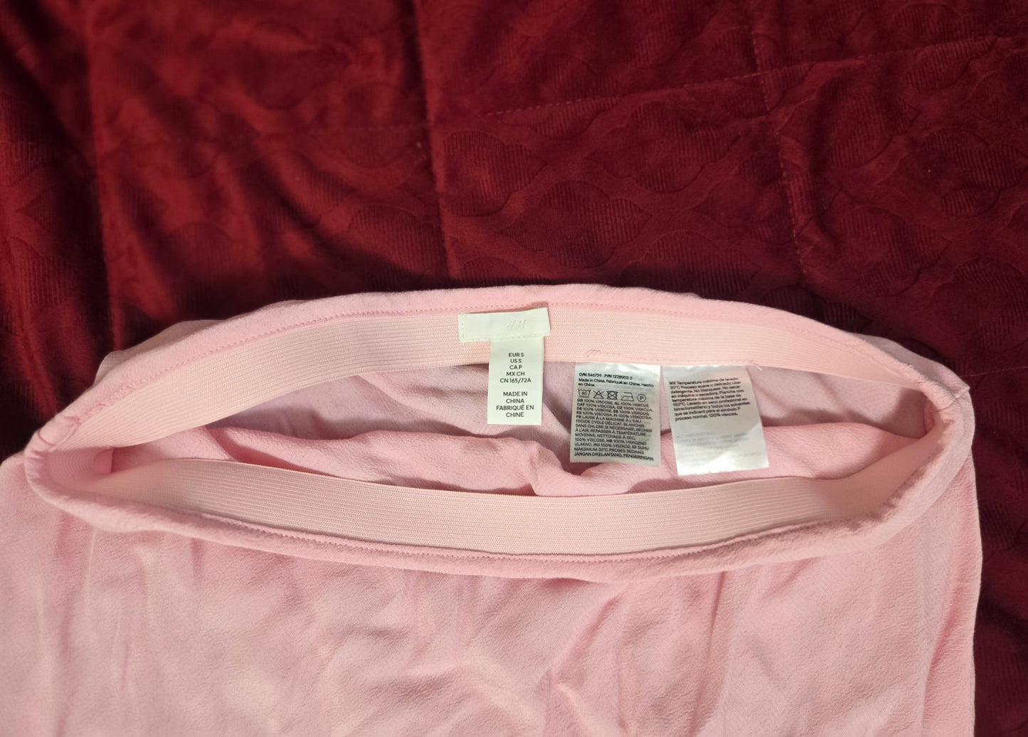 Pink Midi Skirt for Women Elastic Waistband Flowing A Line Skirt for Ladies S