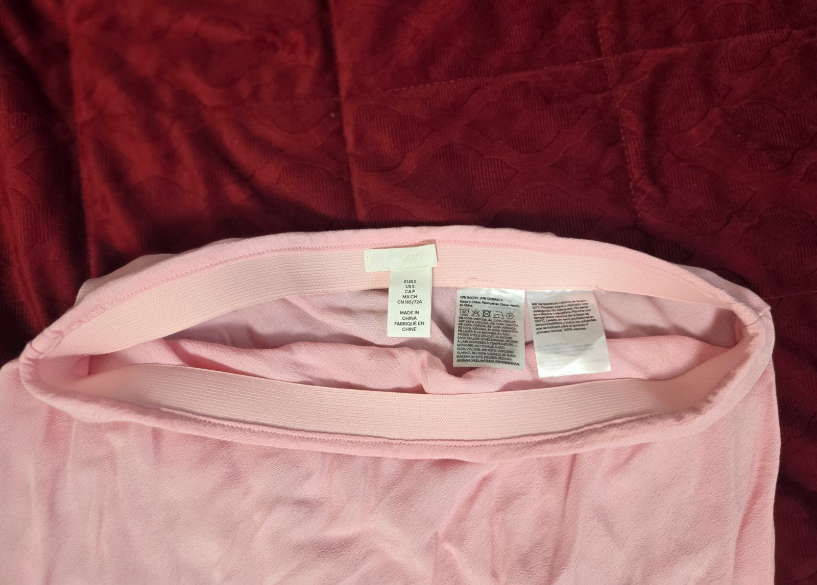 Pink Midi Skirt for Women Elastic Waistband Flowing A Line Skirt for Ladies S