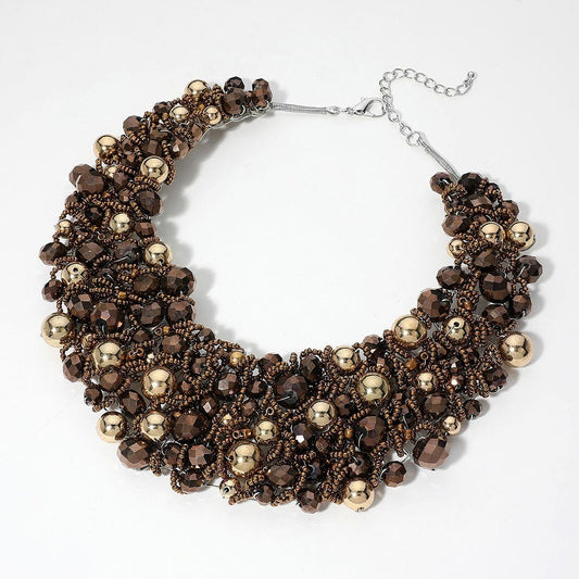 Faceted Beaded Collar Statement Necklace Bold Layered Fashion Jewelry Women