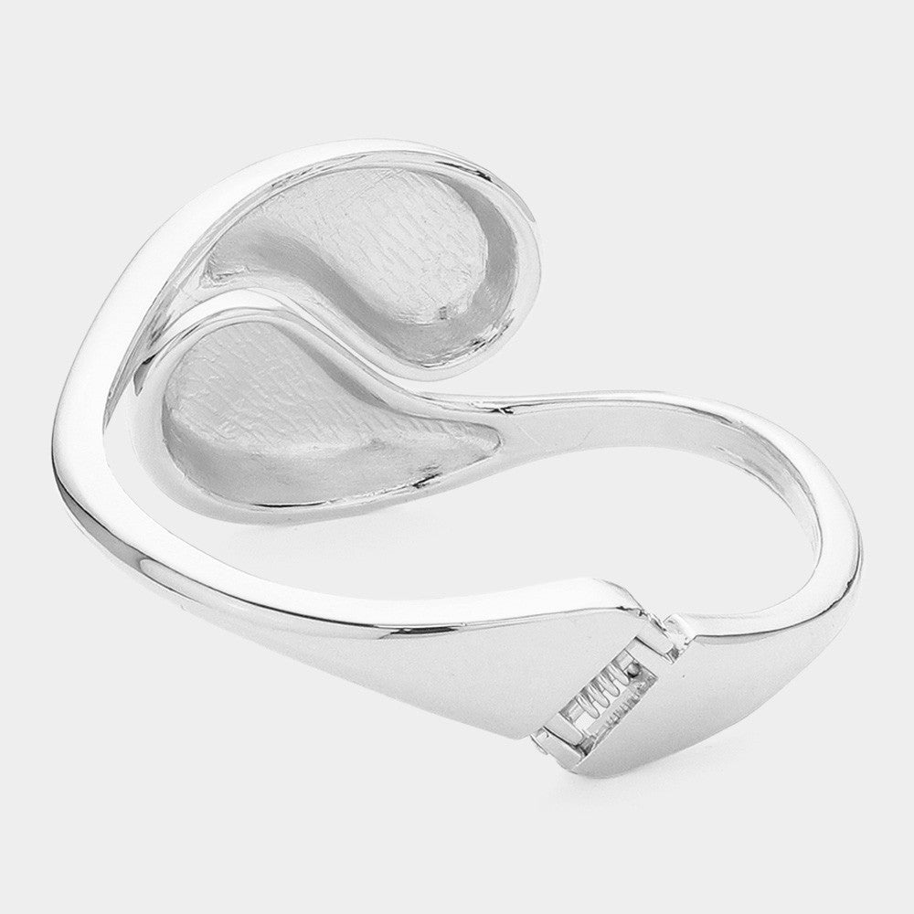Stainless Steel Teardrop Tip Wire Bangle Bracelet Adjustable Open Cuff Minimalis