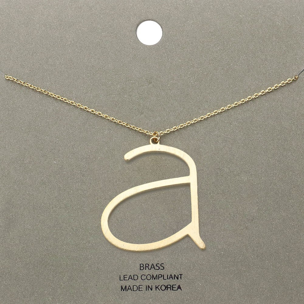 Letter A Brass Monogram Pendant Necklace Gold Tone Initial Charm Jewelry
