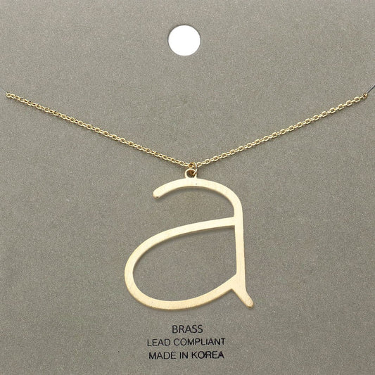 Letter A Brass Monogram Pendant Necklace Gold Tone Initial Charm Jewelry