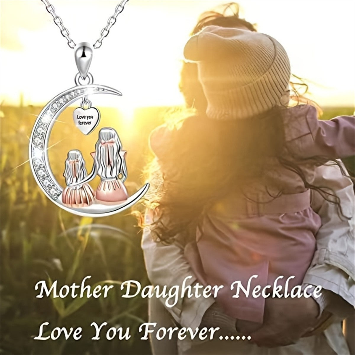 2-for-1 Mother Daughter Necklace Set - "Love You Forever" Heart Pendant Gift