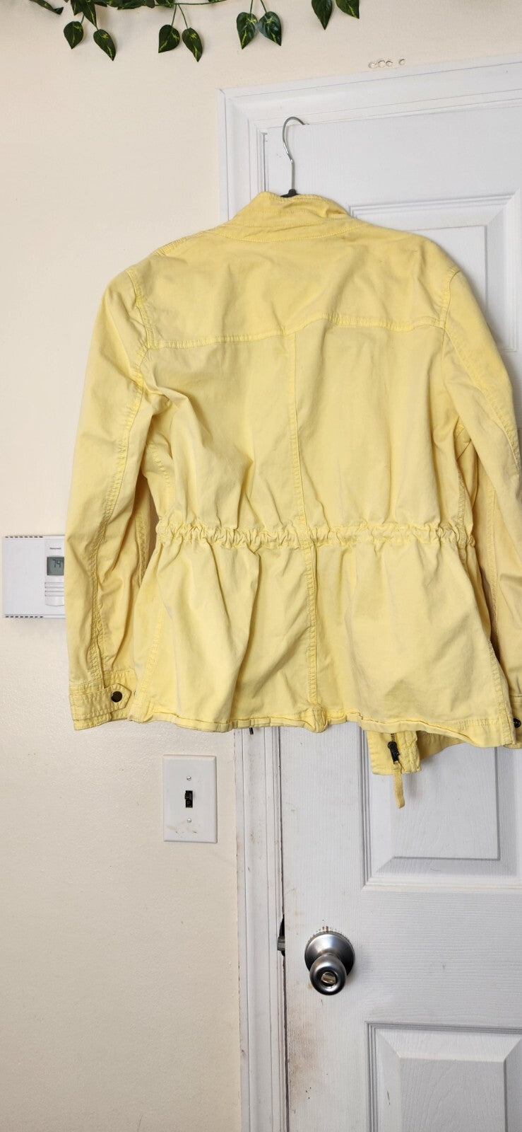 Style & Co Yellow Jacket Large Waterproof Zip Up Drawstring Waist Raincoat