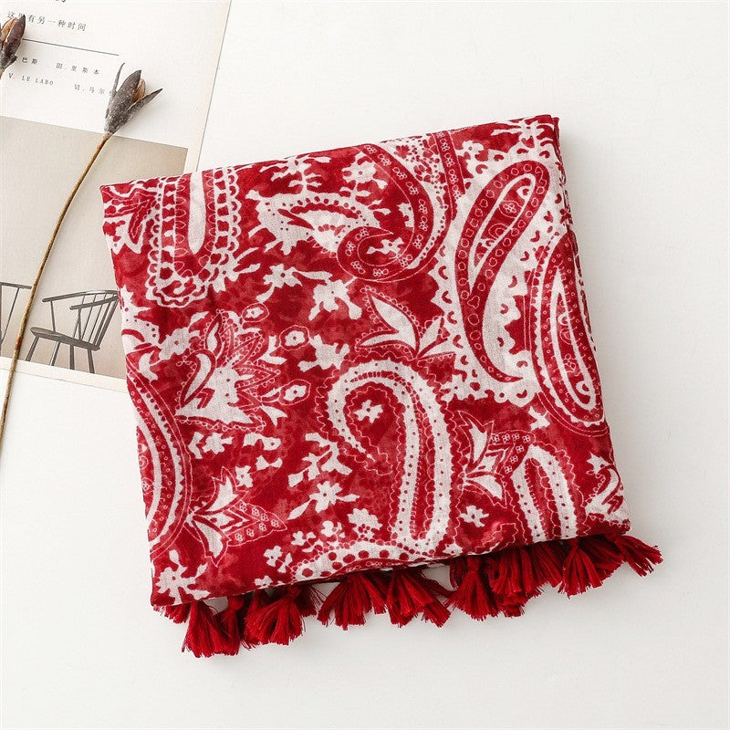 2pcs Women Leopard Animal Print Paisley Tassel Scarf Large Wrap Shawl 71x35"