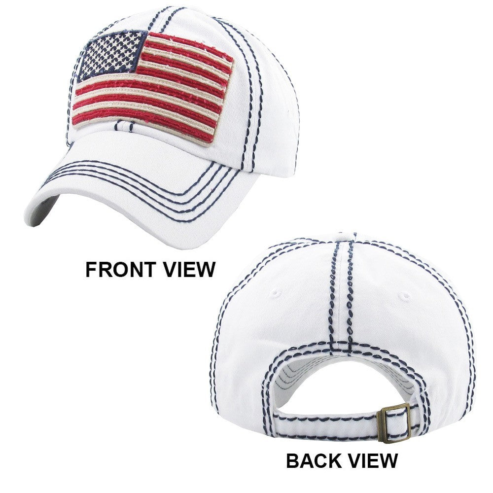 American Flag Vintage Baseball Cap Adjustable Distressed USA Patriotic Hat