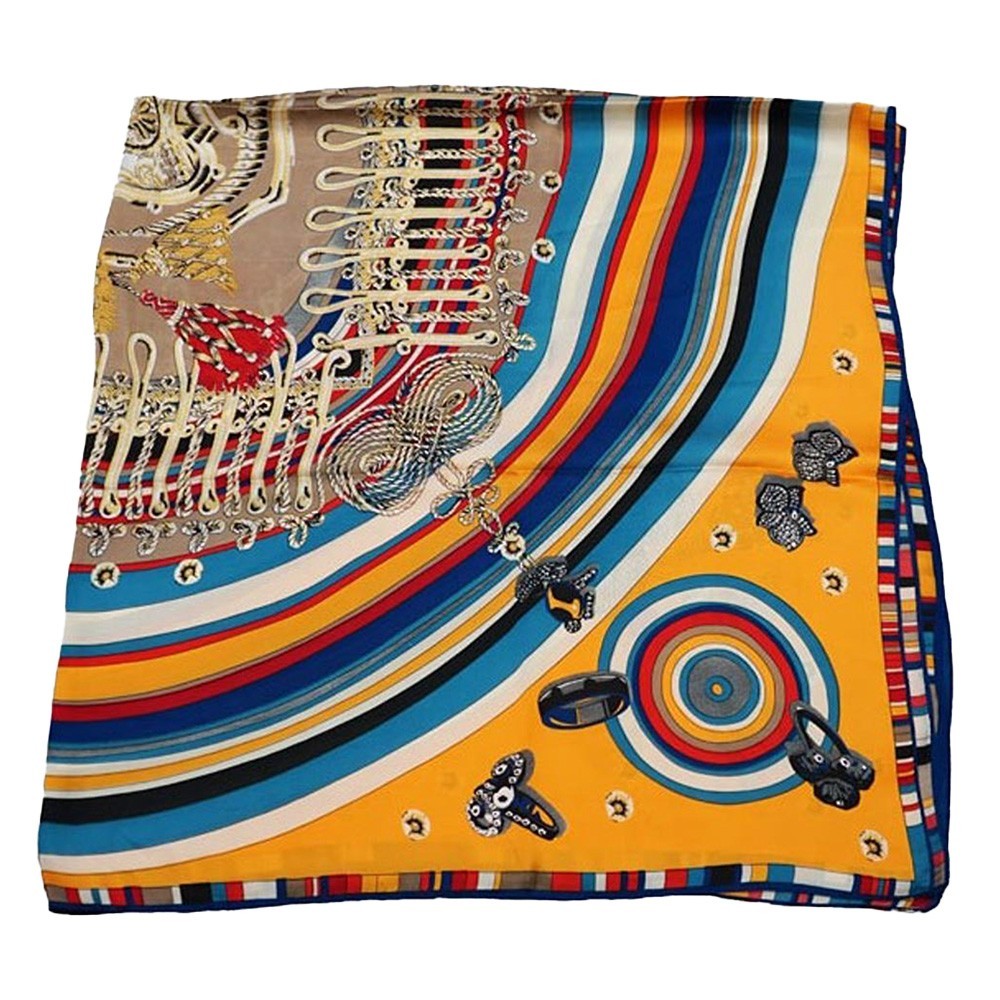 Elegant Satin Feel Square Scarf Geometric Paisley Print Fashion Wrap 51x51