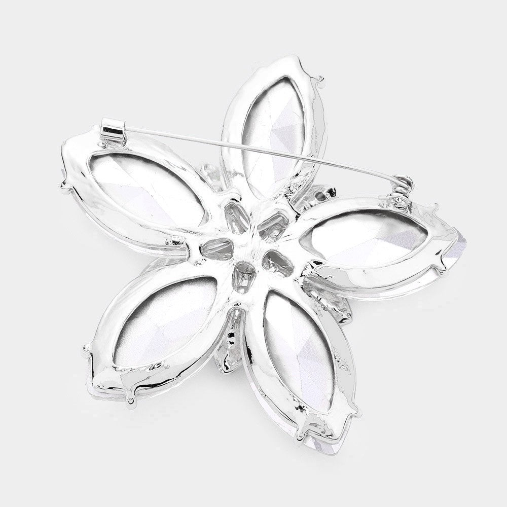 2pcs Oversized Floral Crystal Brooch Set AB Iridescent Clear Stone Statement Pin