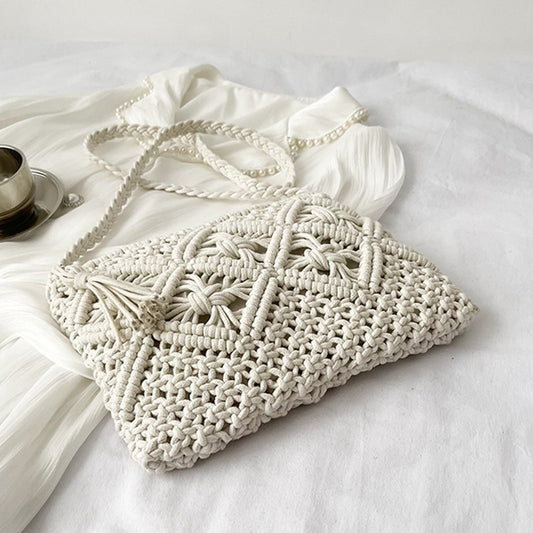 Women’s Summer Straw  Crossbody Bag White Shoulder Beach Bags for Ladies