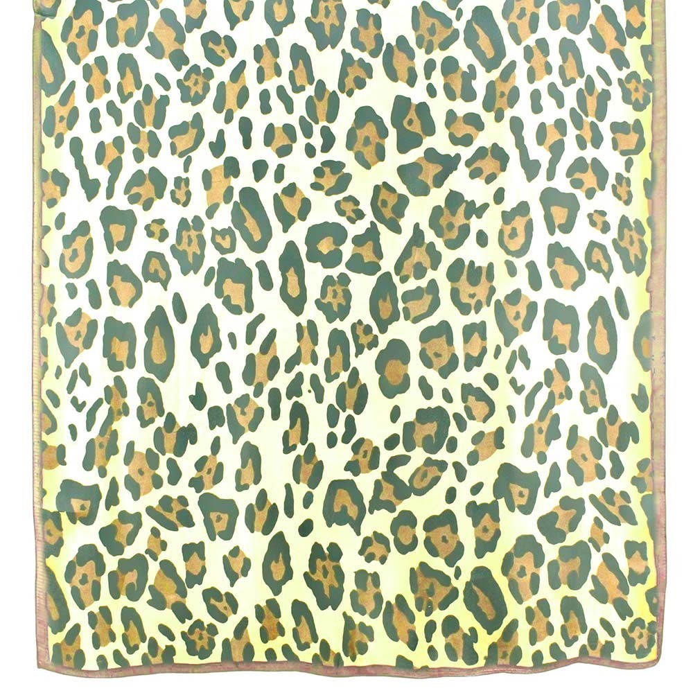 Light Leopard Pattern Printed Oblong Silky Satin Scarf Shawl for Women 35" X 78"
