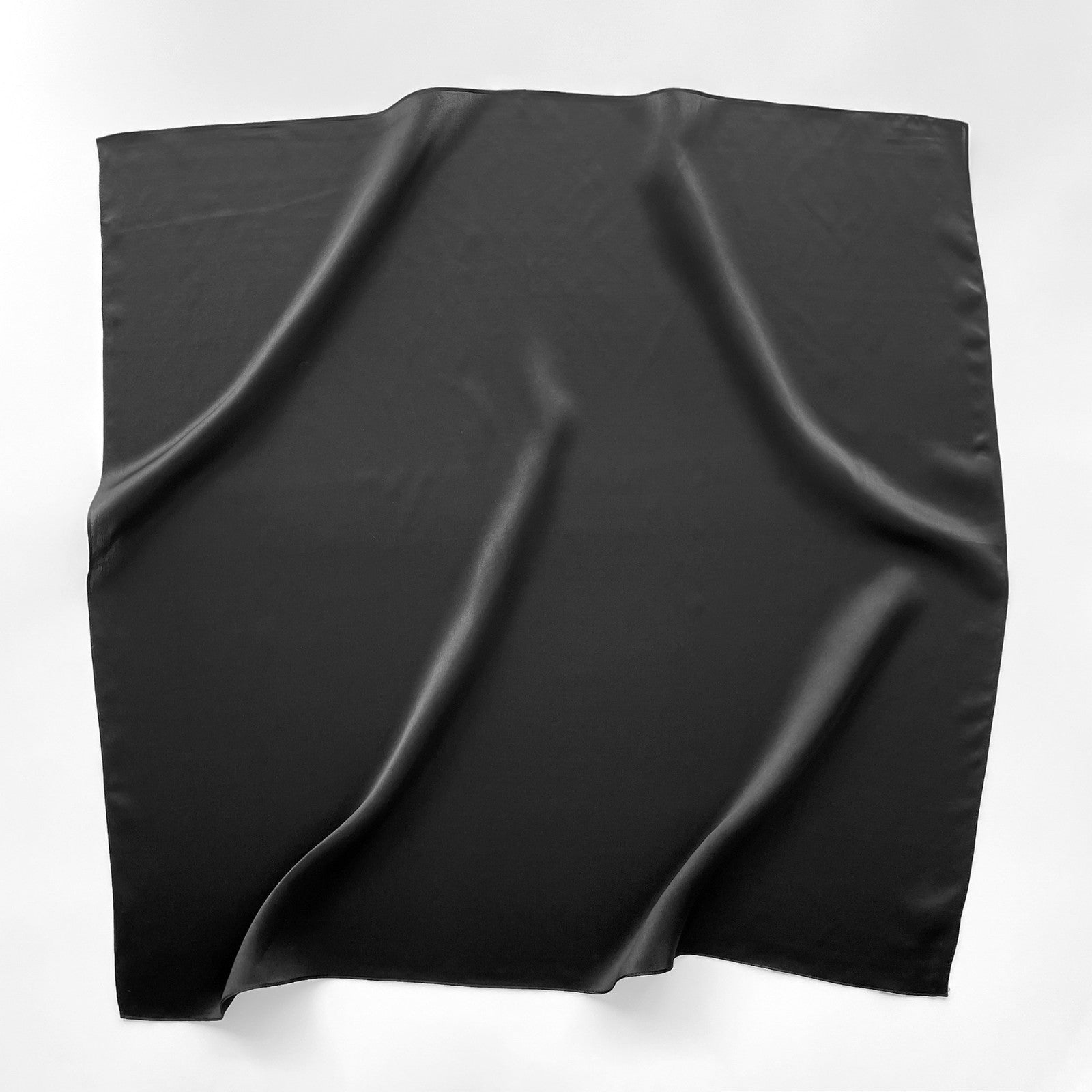 2pc Silk Feel Square Scarf Set 27x27in Black Yellow Satin Hair Wrap Neckerchief