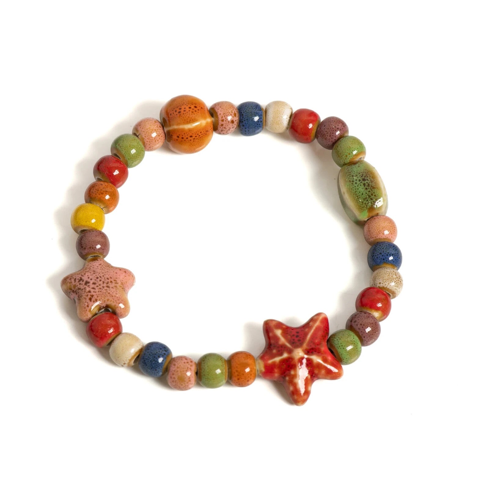 Colorful Starfish Shell Bracelet Elastic Beaded Boho Jewelry for Women and Teens
