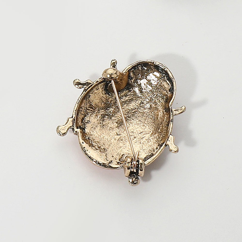 2x Red Black Rhinestone Ladybug Brooch Pin Gold Tone Insect Jewelry Set