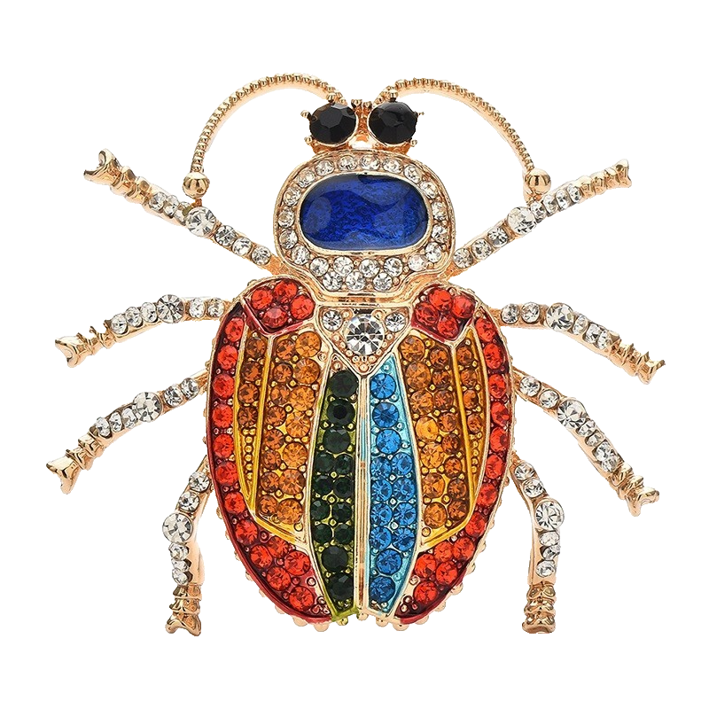 Rainbow Beetle Brooch Pin Insect Multicolored Crystal Rhinestone Gift