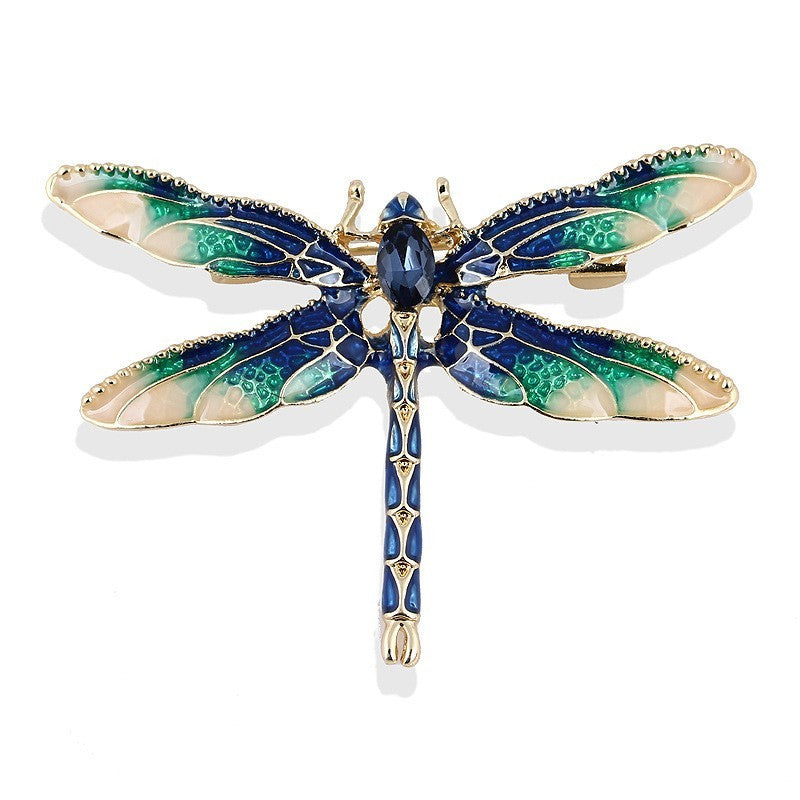 Vintage Crystal Dragonfly Brooch for Women Large Insect Pin Wedding Jewelry
