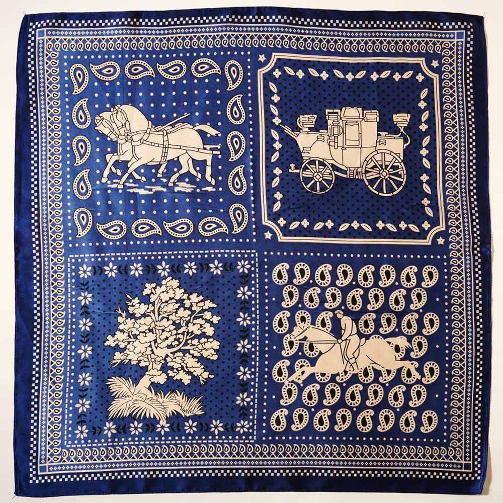 Horse Carriage Paisley Print Square Satin Scarf Women’s Fashion Accessory 25x25
