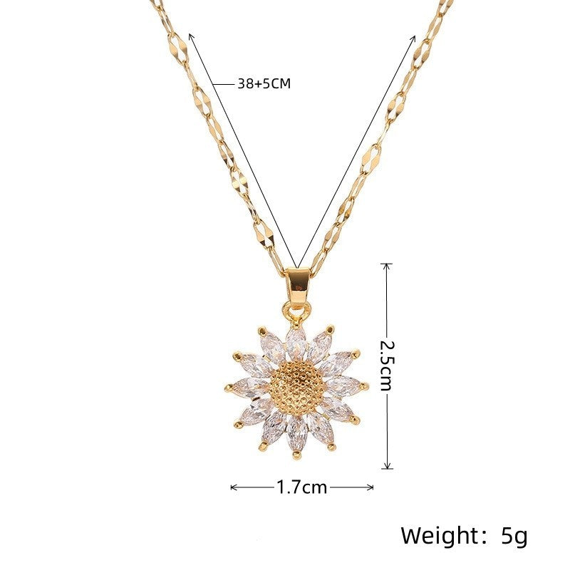 Dainty Sunflower Necklace  Gold Plated Flower Pendant Jewelry Gift for Her