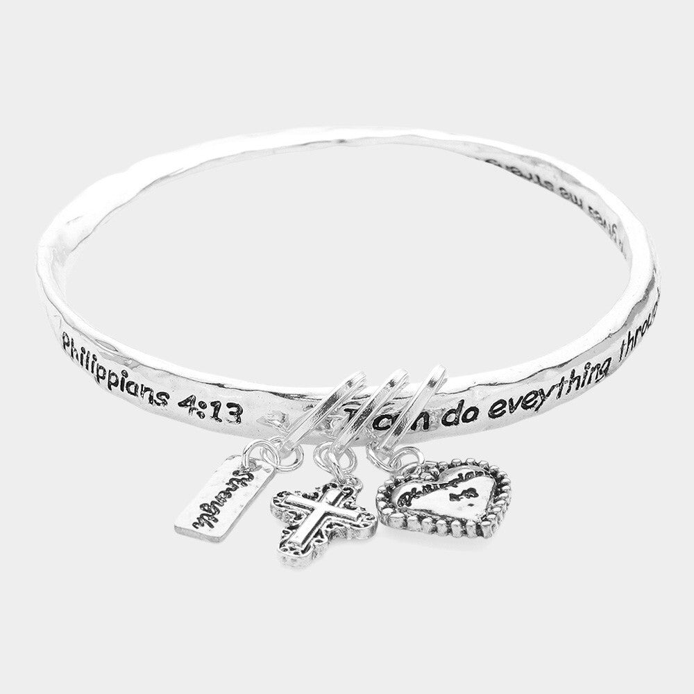 Philippians 4:13 Charm Bracelet Religious Inspirational Christian Jewelry