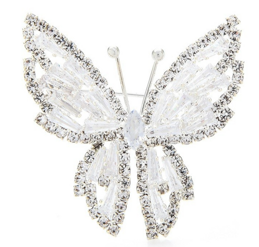 2pcs Sparkling Rhinestone Crystal Butterfly Brooches Pins Wedding Jewelry Gift