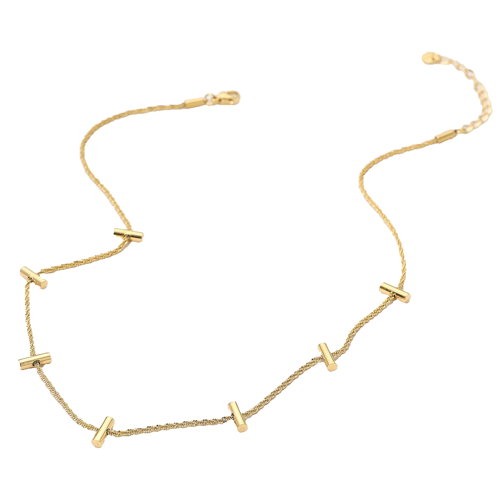 Waterproof Stainless Steel Gold Tube Bar Necklace Choker Adjustable Necklaces