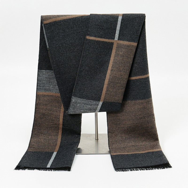 Men's Cashmere Feel Winter Scarf Soft Plaid Check Warm Tassel 12" x 71"