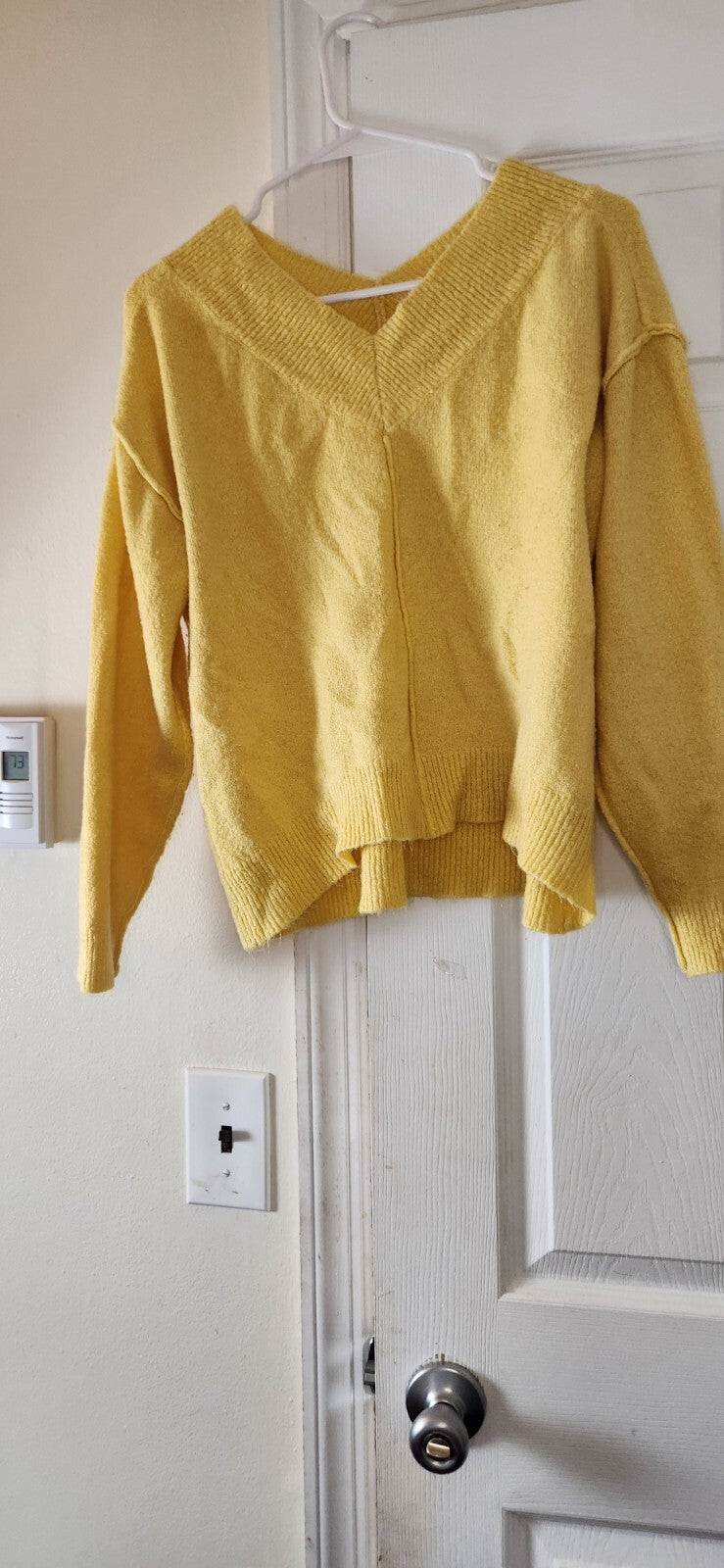 Women V Neck Sweater Soft Knit Pullover Casual Long Sleeve Warm Fall Winter Top