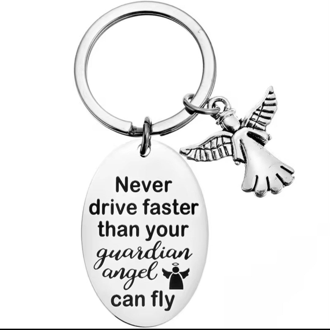 2pc Guardian Angel Keychain Drive Safe New Driver Gift Teens Sweet 16 Keyring