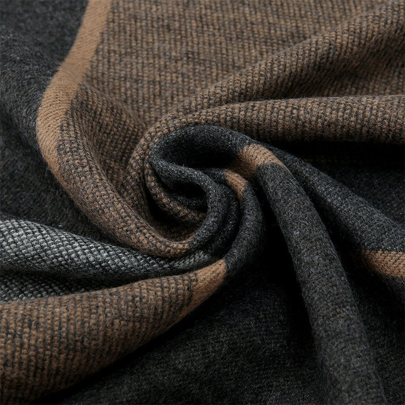 Men's Cashmere Feel Winter Scarf Soft Plaid Check Warm Tassel 12" x 71"