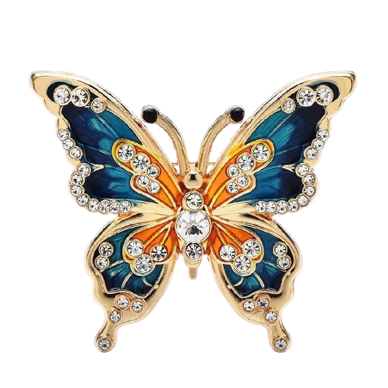 2-Piece Colorful Enamel Rhinestone Butterfly Brooch Set Women Girls Jewelry Pins