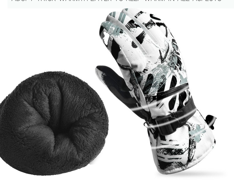 Waterproof Camo Ski Gloves Medium Size  Men's Winter Snowboarding Velvet Lined