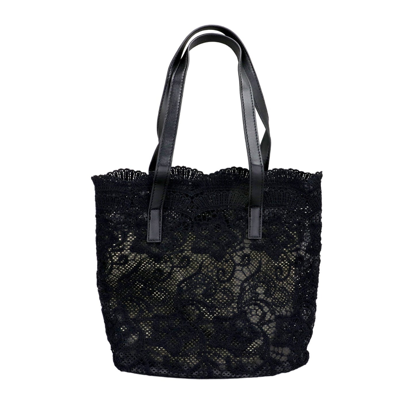 Flower Lace Shoulder Bag Black Elegant Fabric Purse for Women