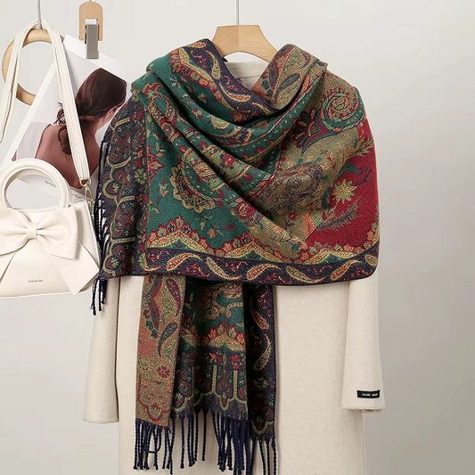 Luxury Reversible Paisley Pashmina Scarf Shawl Set 2pc Gift Women Winter Wrap