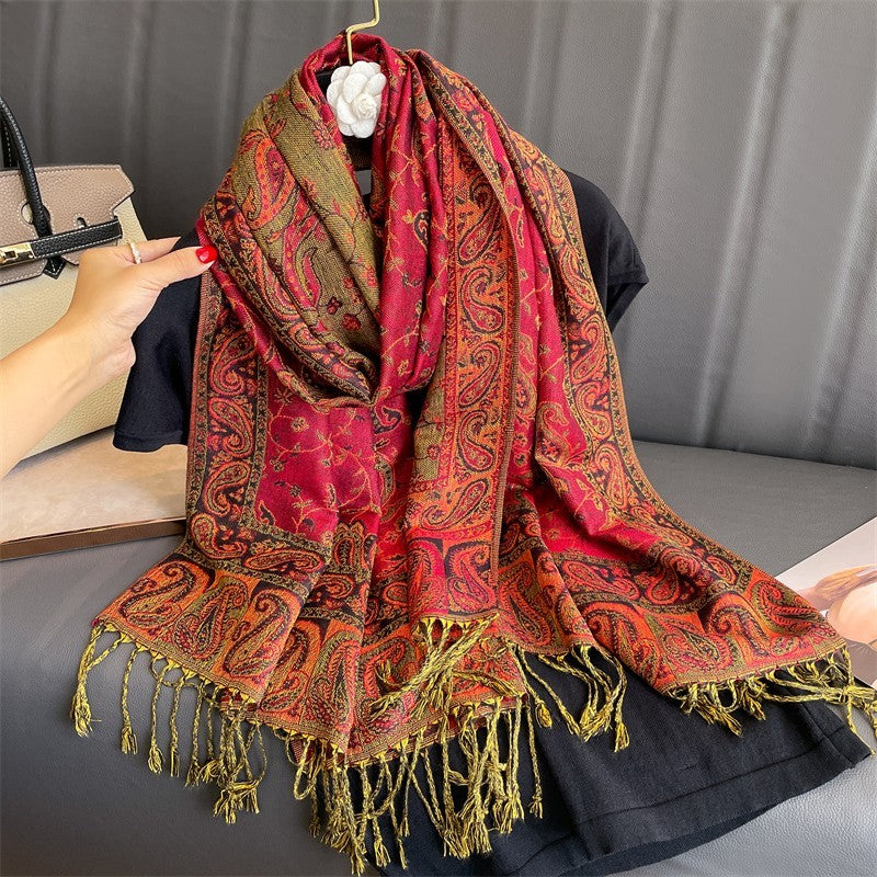 Luxury Pashmina Shawl | Printed Autumn Winter Scarf Wrap for Women