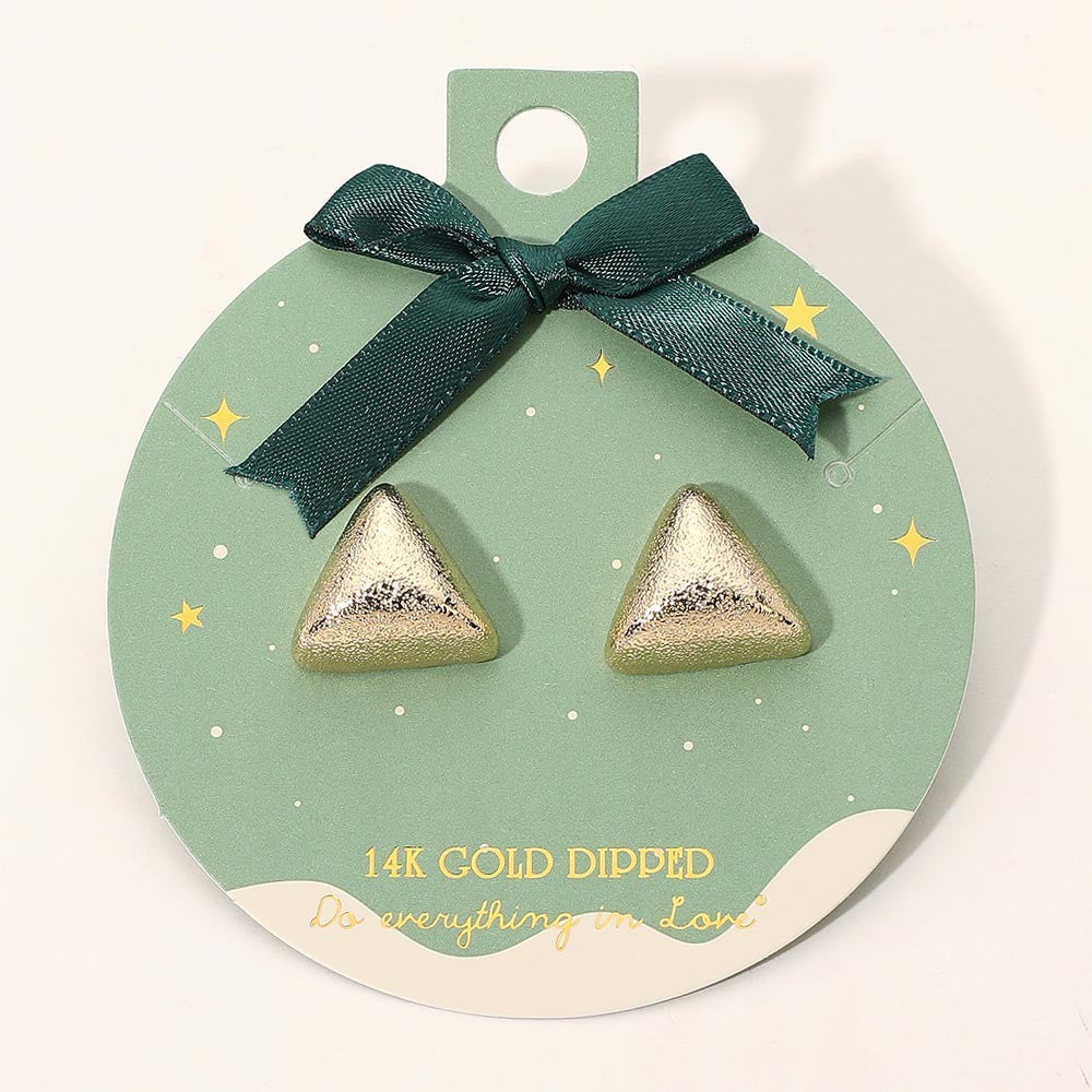 14K Gold Dipped Triangle Stud Earrings Minimal Geometric Everyday Jewelry