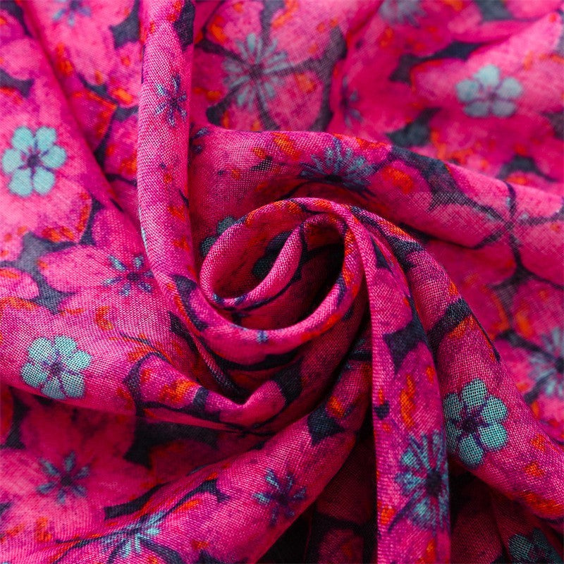 Women's Oversized Floral Print Tassel Scarf for Women Spring Pattern Scarves