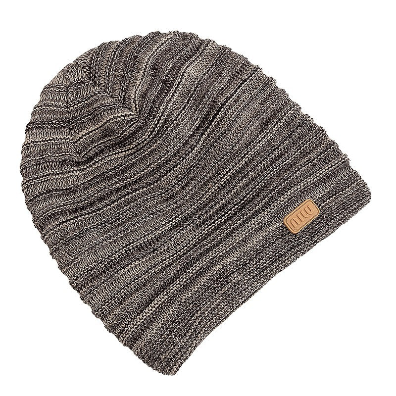 Unisex Slouchy Beanie Hat Warm Winter Knit Cap Baggy Faux Fur Fleece Lined Grey