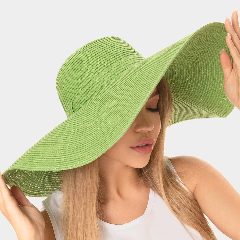 Yellow Wide Brim Floppy Straw Sun Hat for Women Beach Summer Vacation Style