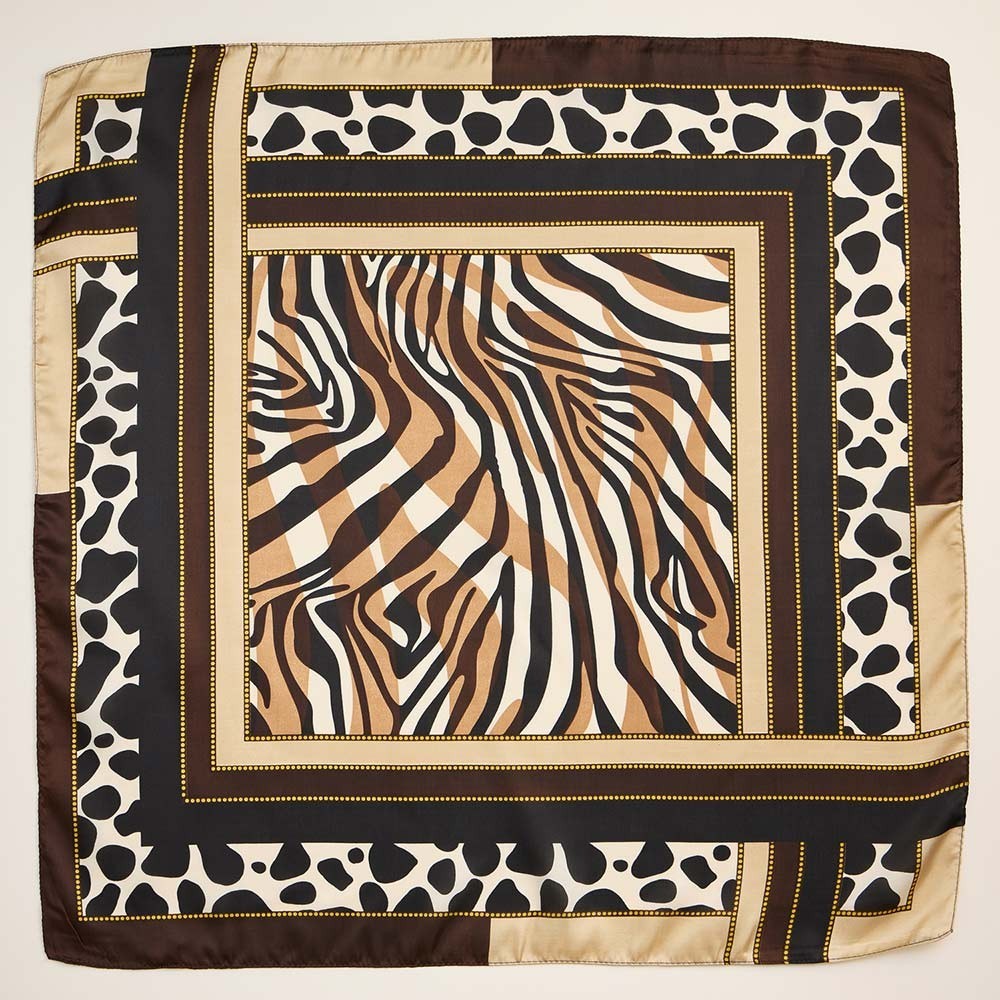 Leopard Zebra Animal Print Square Silky Satin Scarf Women’s Neck Hair Wrap