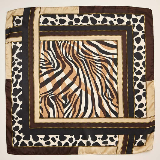 Leopard Zebra Animal Print Square Silky Satin Scarf Women’s Neck Hair Wrap