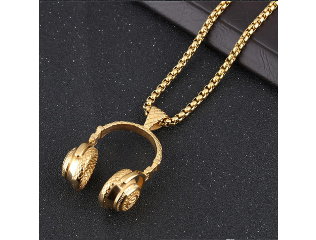 Cool Music Headphone Pendant Necklace for Couples Men Women Hip Hop Gift