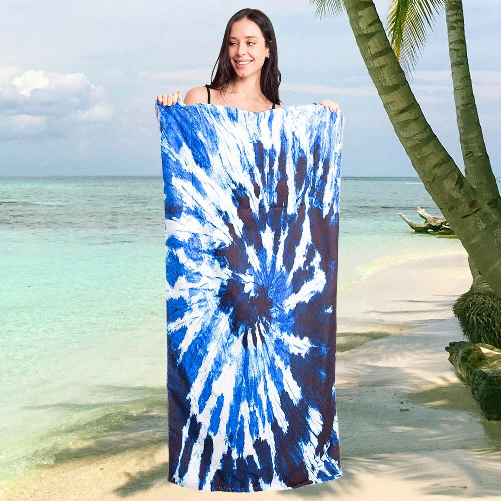 Tie Dye Print Beach Towel and Tote Bag Set Summer Travel Pool Vacation Accessory