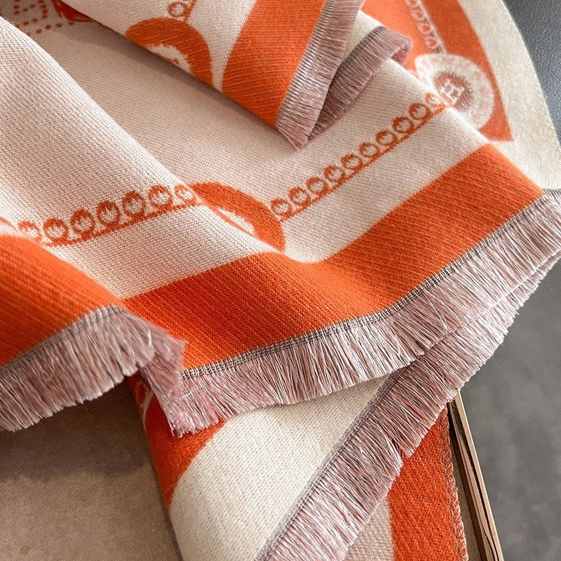 Oversized Cashmere Feel Scarf Polyester Horse Print Wrap Shawl