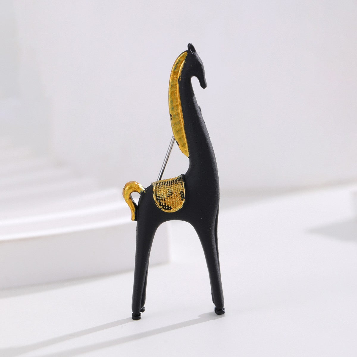 2pcs Abstract Horse Brooch Set Enamel Equestrian Gold Tone Animal Pin Jewelry