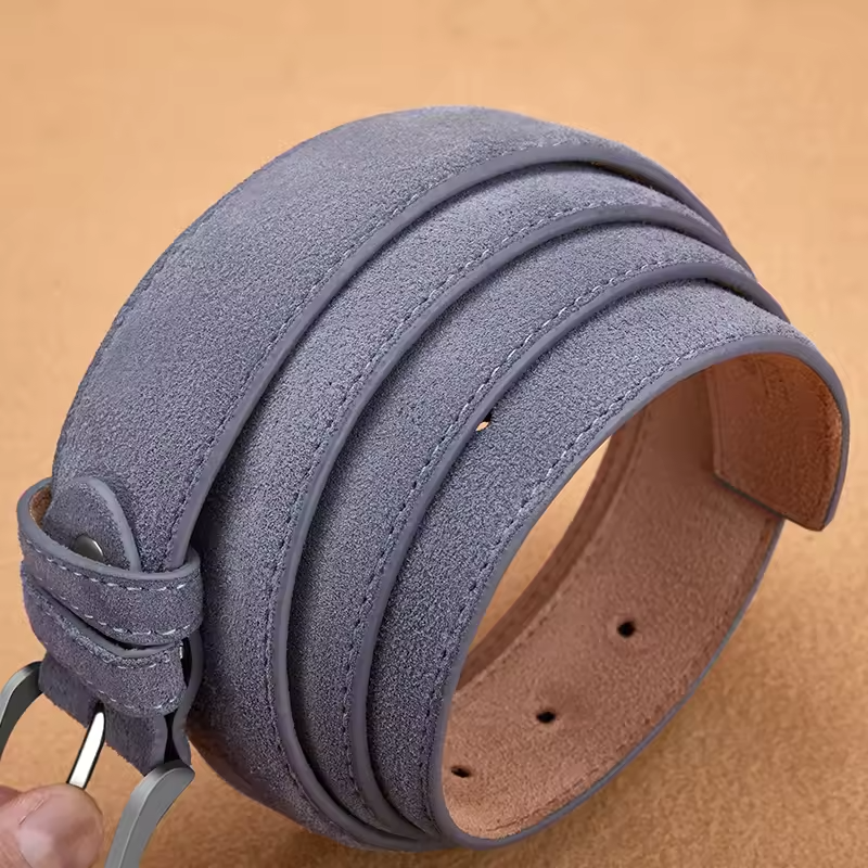 Welour Genuine Leather Belt Men Luxury Suede New Style Buckle Up Gray 39in