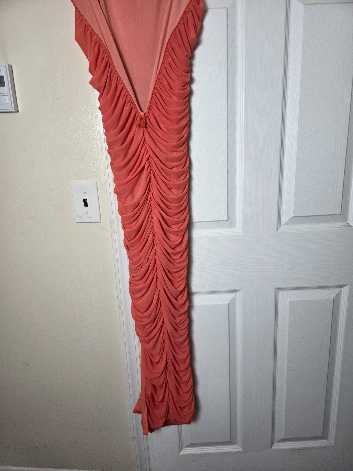 Orange Sleeveless Maxi Dress for Women Cascading Fabric Lined Gown Elegant Wear