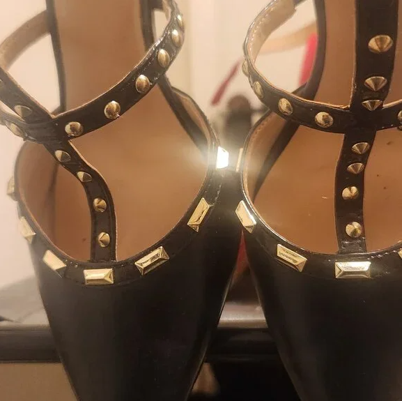 Studded Womens Pointy Kitten Heels in Black INC Closed Toe Ladies Office Shoes 