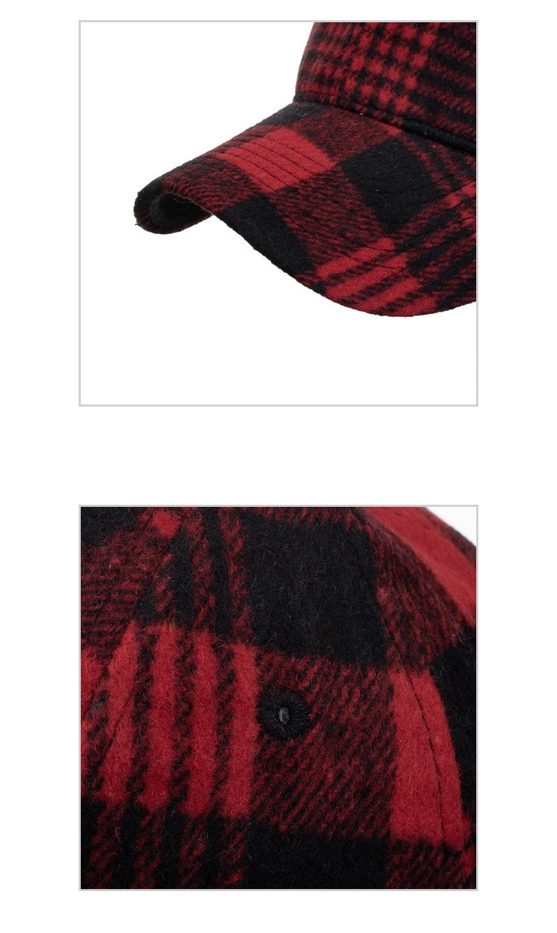 Buffalo Plaid Red Black Check Baseball Cap Hat Adjustable Flannel Style