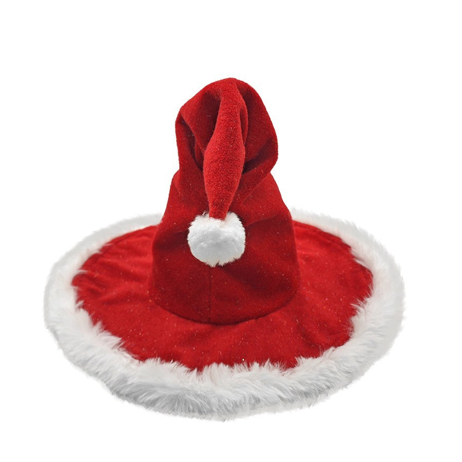Wide Brim Santa Hat Red Christmas Costume Cap Adult Witch Style 19in Diameter