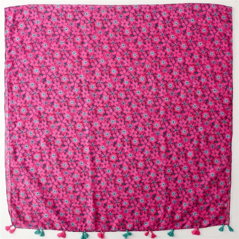 Women's Oversized Floral Print Tassel Scarf for Women Spring Pattern Scarves