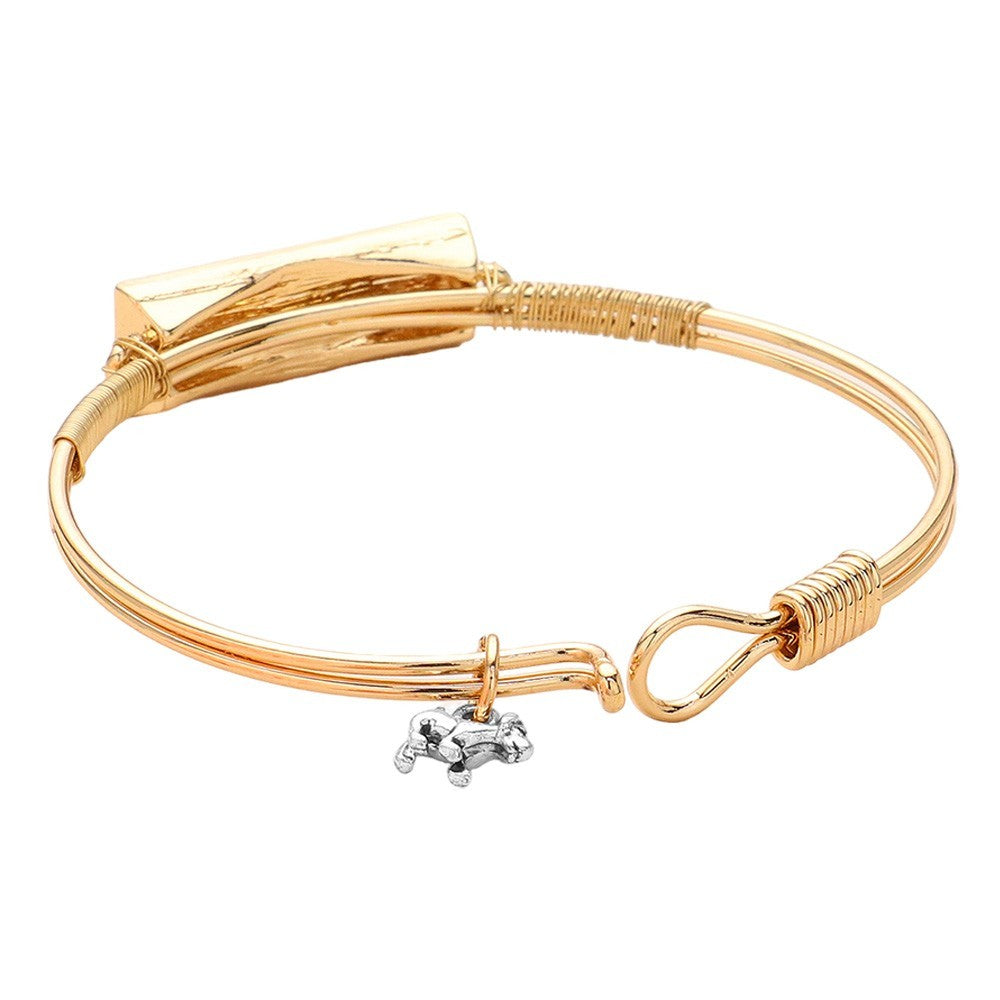 2pcs Gold Tone "I Heart Paw Print" Bangle Bracelet Pet Dog Cat Lover Gift